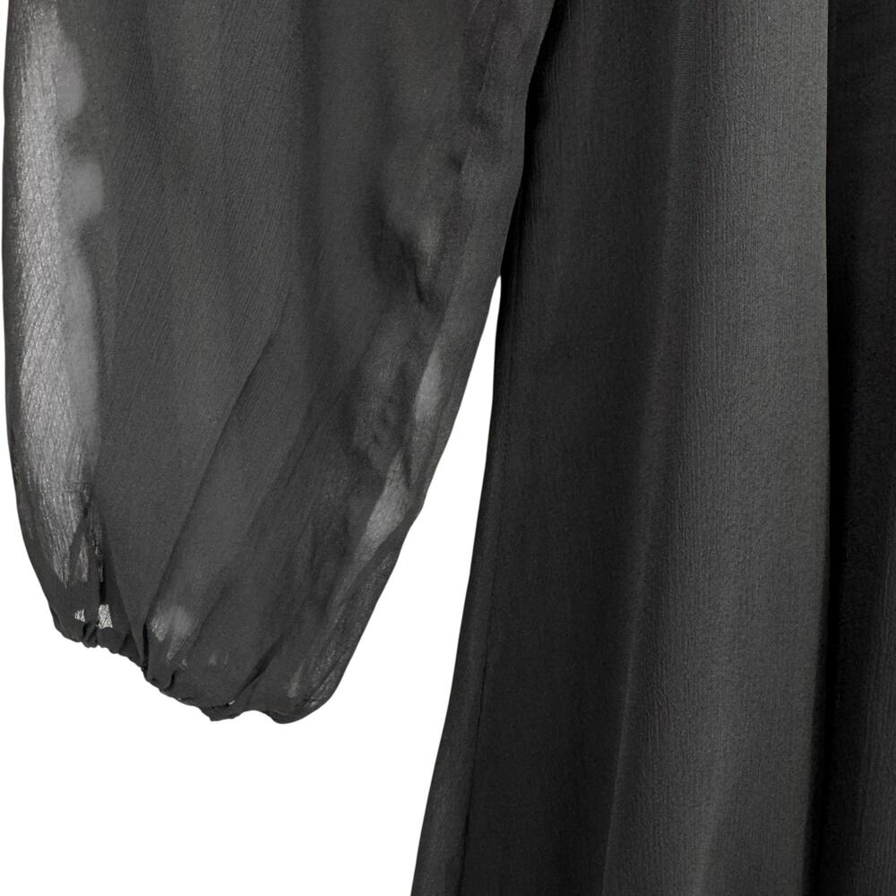 Joie Black Sheer Chiffon Long Balloon Sleeve Detailed Button Mini Party Dress - Picture 9 of 14
